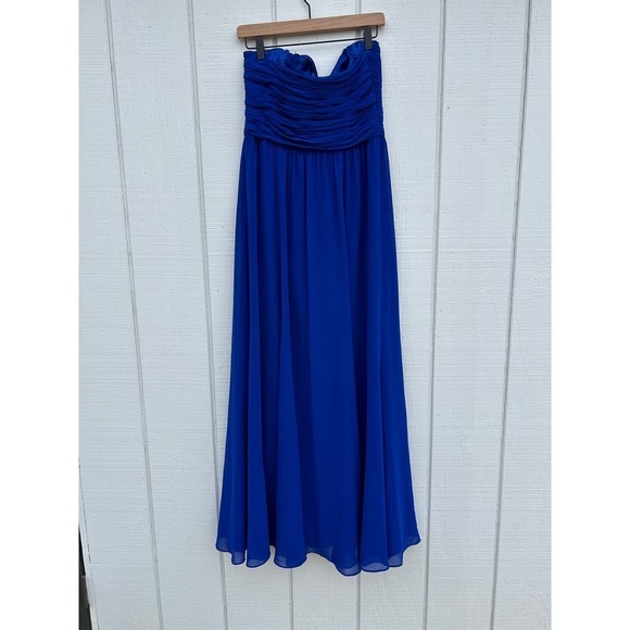 Ralph Lauren Evening Blue Long Maxi Chiffon Strapless Evening Formal Gown, Sz 10 - Picture 4 of 5
